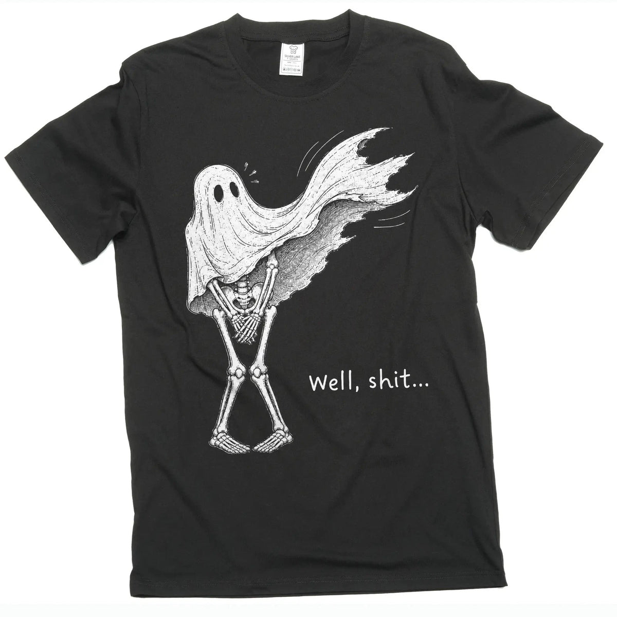 Funny Ghost Skeleton Shirt Dark Humor Halloween Spooky Graphic Tee