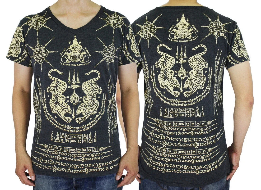 WORK Tiger Muay Thai Tattoo Men 5 Lines Rahu Yantra Sak Yant Amulet WK06 Unisex