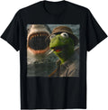 Funny Smoking Frog Meme Vintage Shark Attack Parody Tee T-Shirt unisex T-Shirt