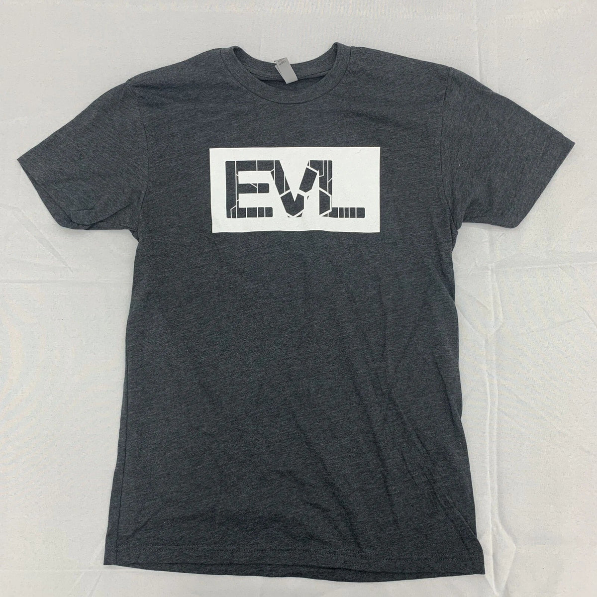 Custom Graphic Short Sleeve Shirt Dark Grey EVL Adult Size Small Unisex