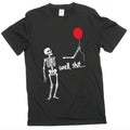 Skeleton Holding Red Balloon funny Halloween sarcastic Tee Shirt