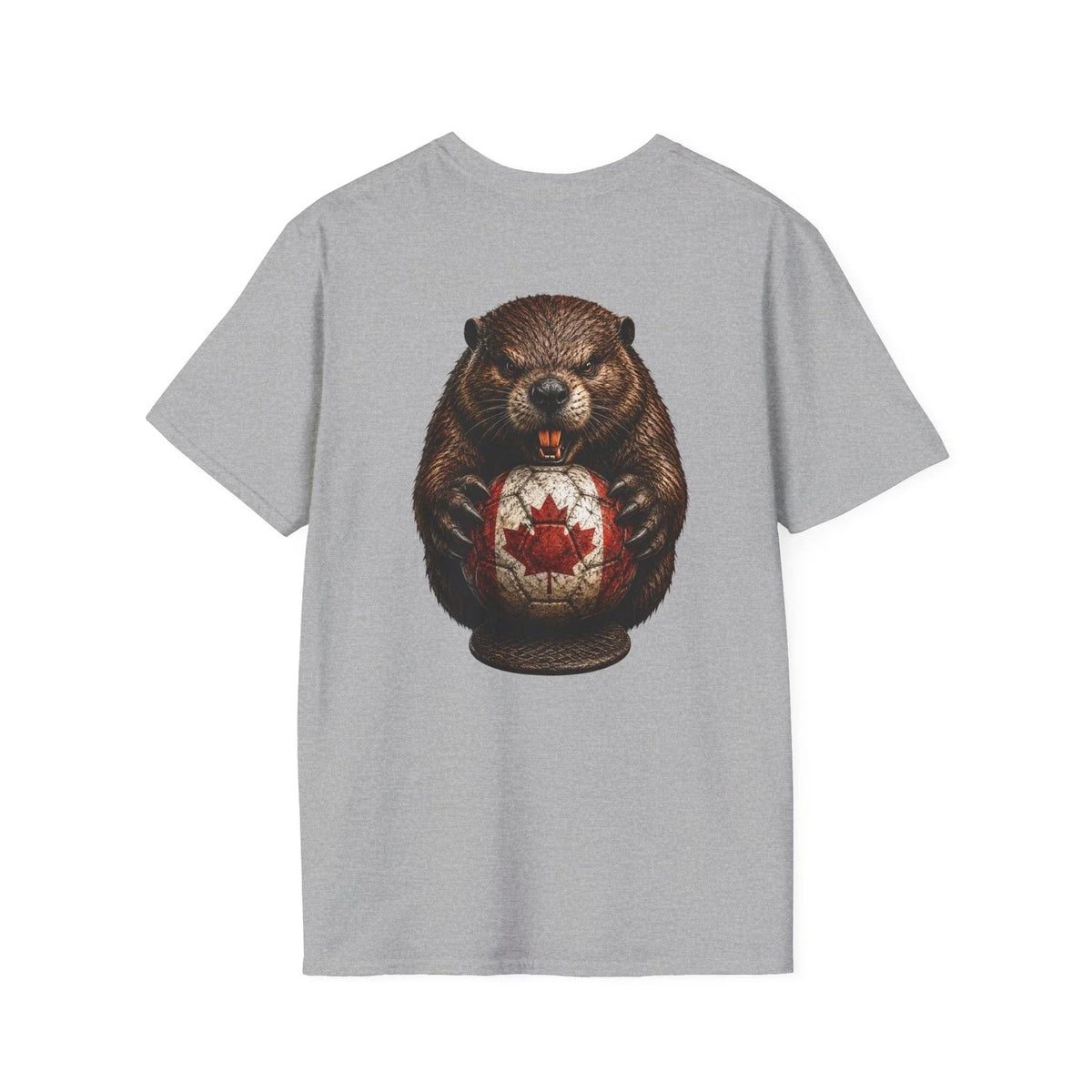 Canadian Beaver Soccer Ball Canada Football Fan Back Print Tee Unisex