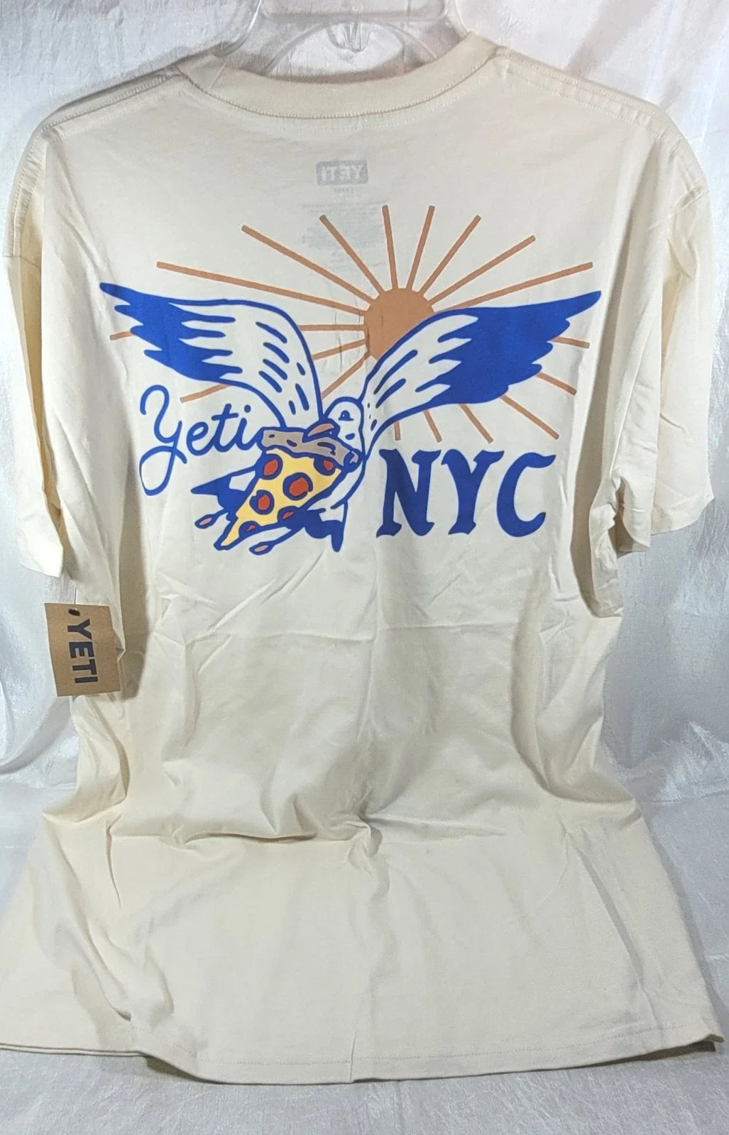 Yeti Short Sleeve NYC New York City Pizza Seagul - Ecru - Choose Size Unisex