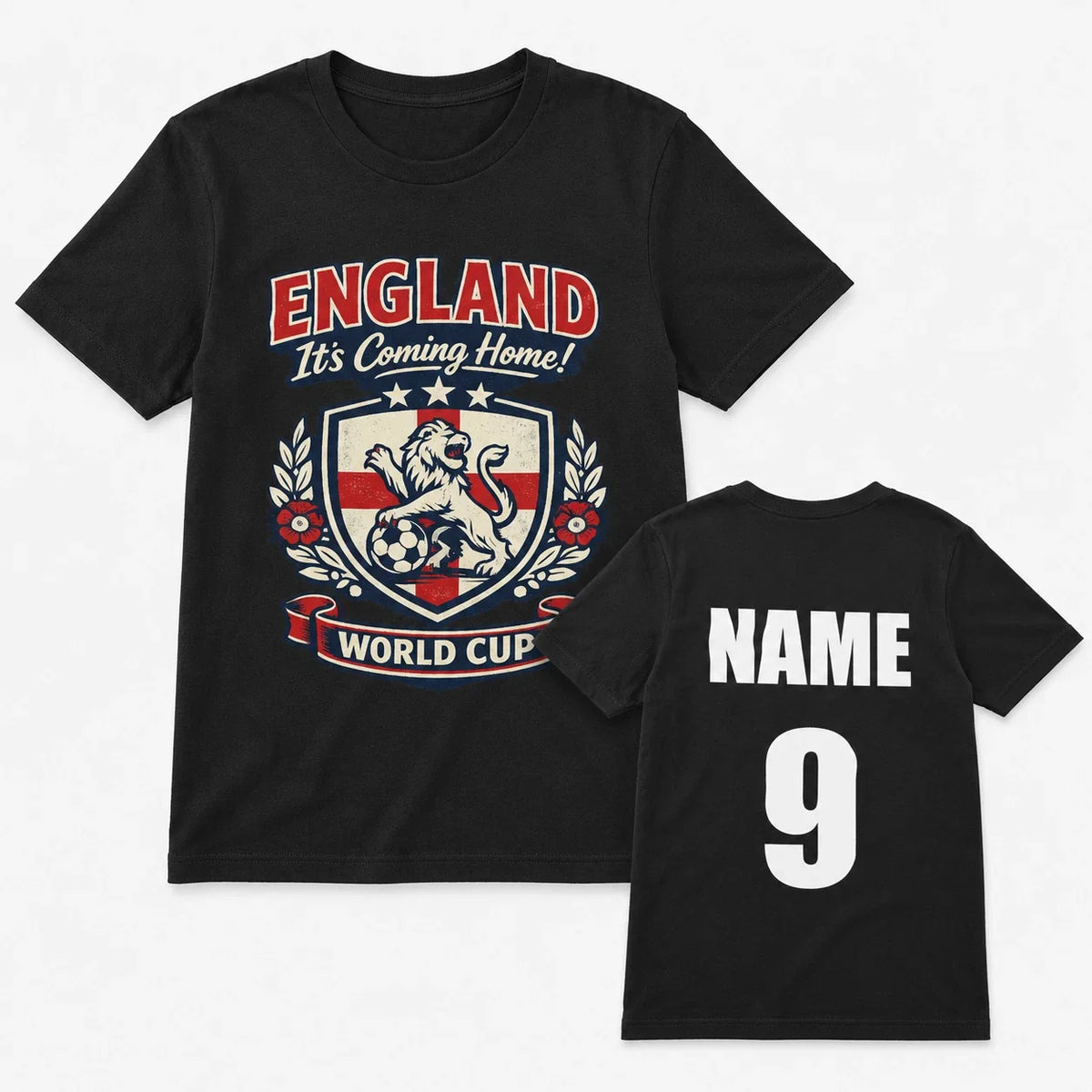 Personalised England World Cup Custom Name Number Football Fan Top Unisex