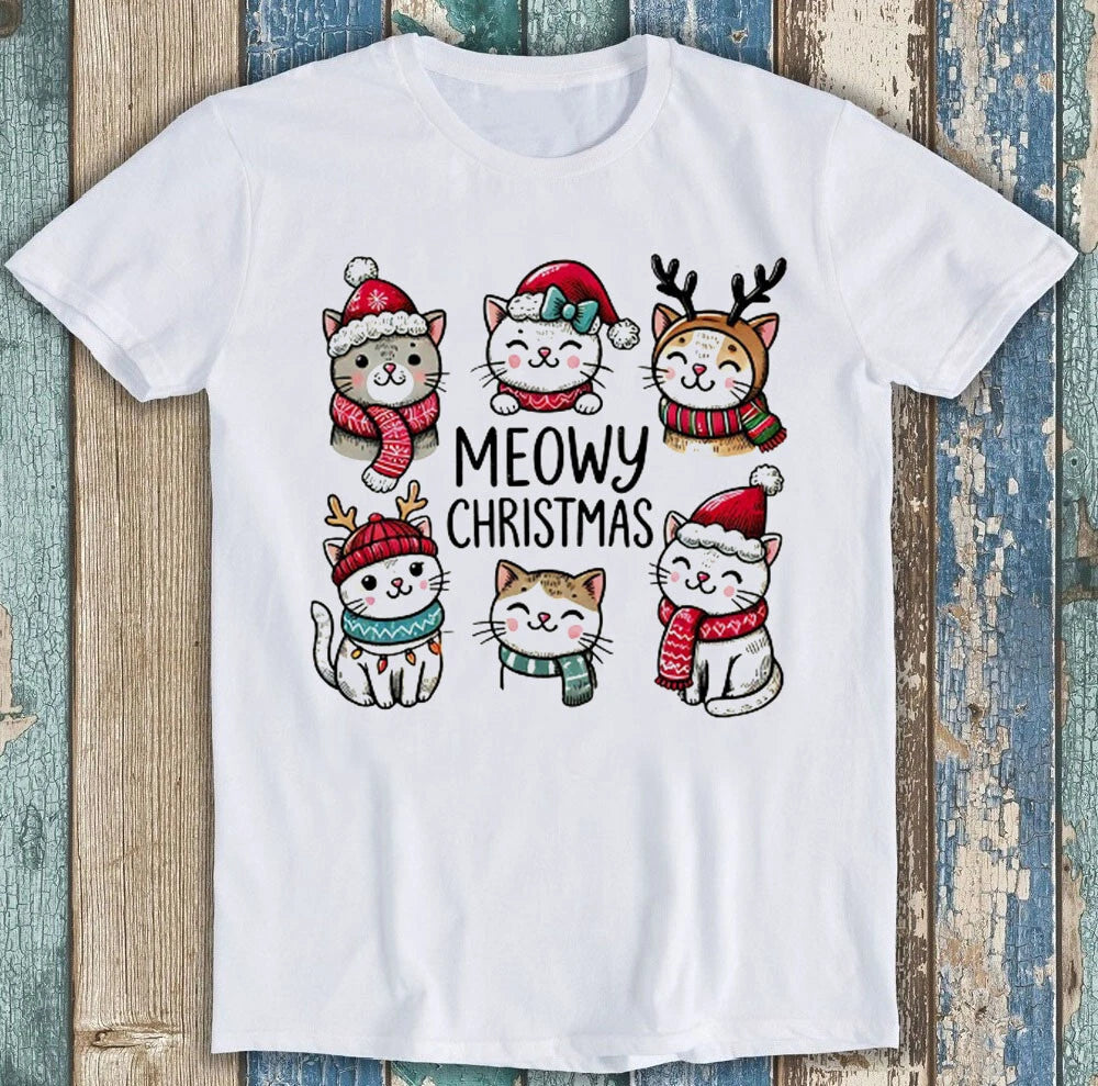 Meowy Christmas Cat Meme Funny Gift Tee T Shirt 1806