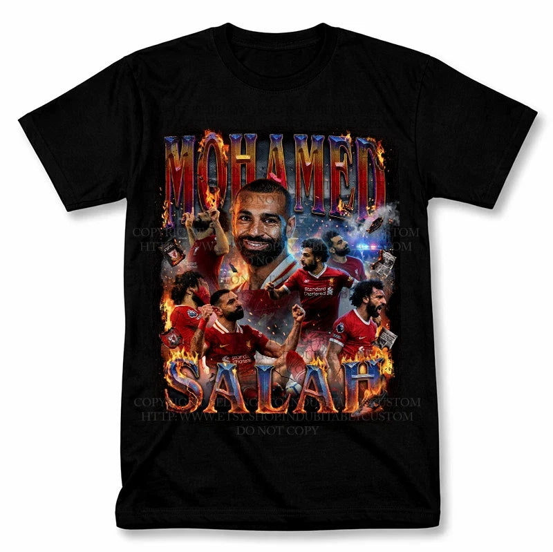 Mohamed Salah Soccer Graphic T Shirt Vintage Style Futbol Fan Tee Unisex