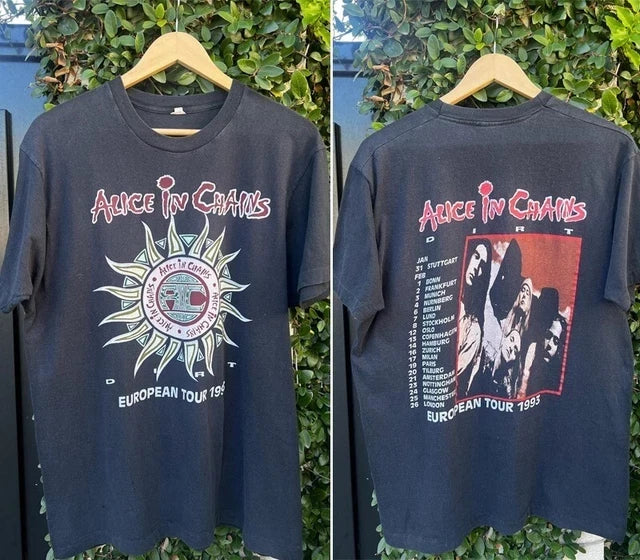 Alice In Chains - 1993 European Tour REPRINT T shirt Unisex