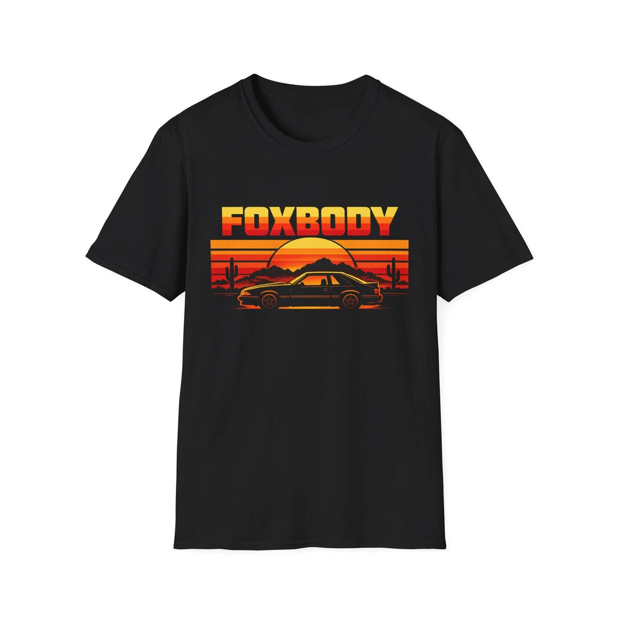Foxbody Retro Sunset Car T-Shirt Classic Muscle Graphic Pony Car Tee