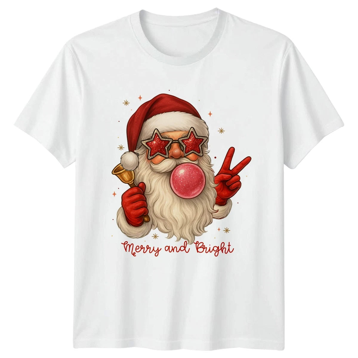 Merry And Bright Santa Claus Christmas Mens Womens Graphic Tee