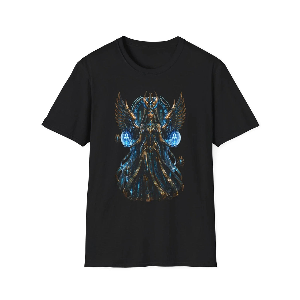 Egyptian Goddess Cyberpunk Isis Wings | Mystical Pharaoh Graphic Tee Unisex