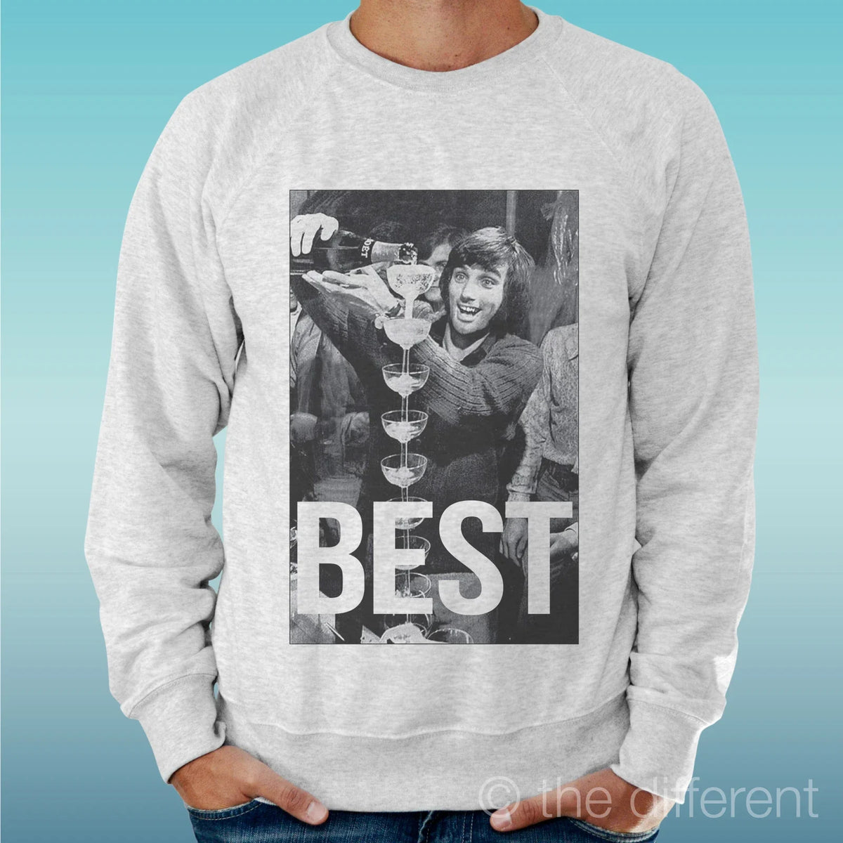 Felpa Man Light Sweater Light Grey " Best Champagne " Road To Happiness Unisex