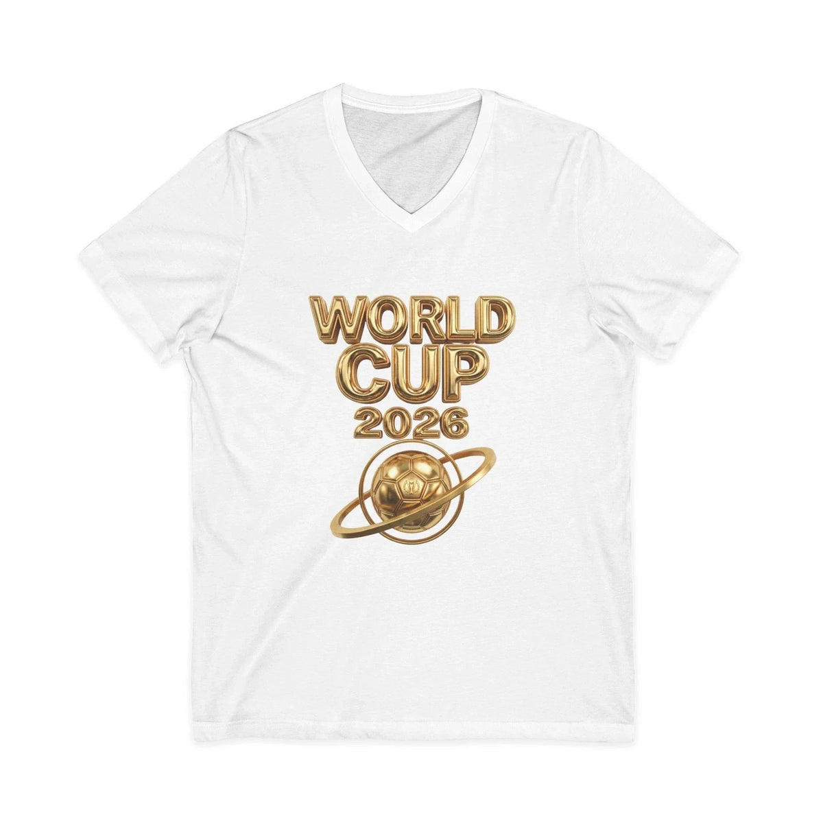 World Cup 2026 Gold Planet V-Neck Tee | Soccer Tournament Shirt Unisex