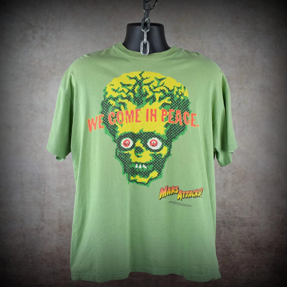 Vintage Mars Attacks 1996 Stanley Desantis L Tim Burton Movie Promo T-Shirt
