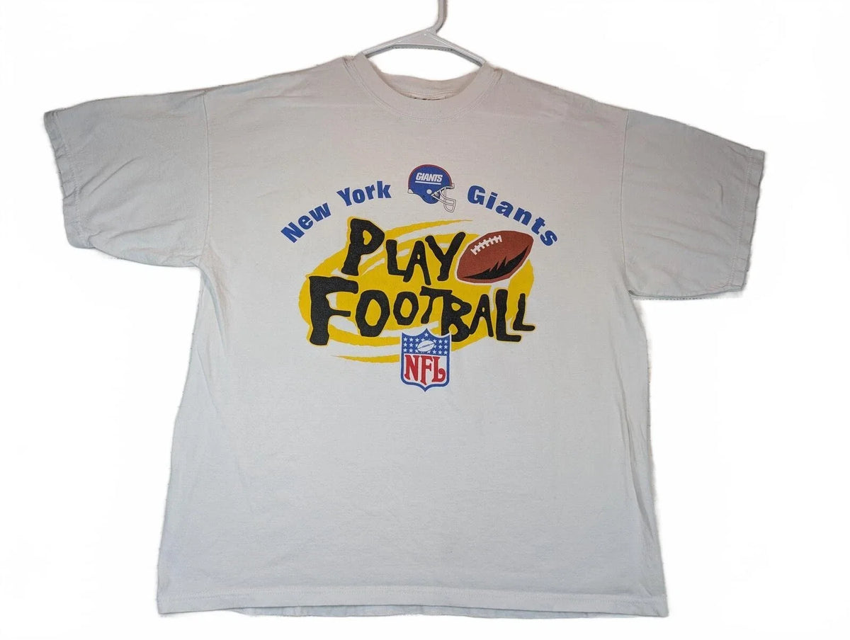 Logo Athletic New York Giants Play Football Graphic Mens XL White Unisex