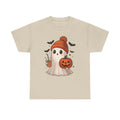 Cute Ghost Halloween T-Shirt Cozy Fall Vibes Coffee Latte Pumpkin Men Women Tee