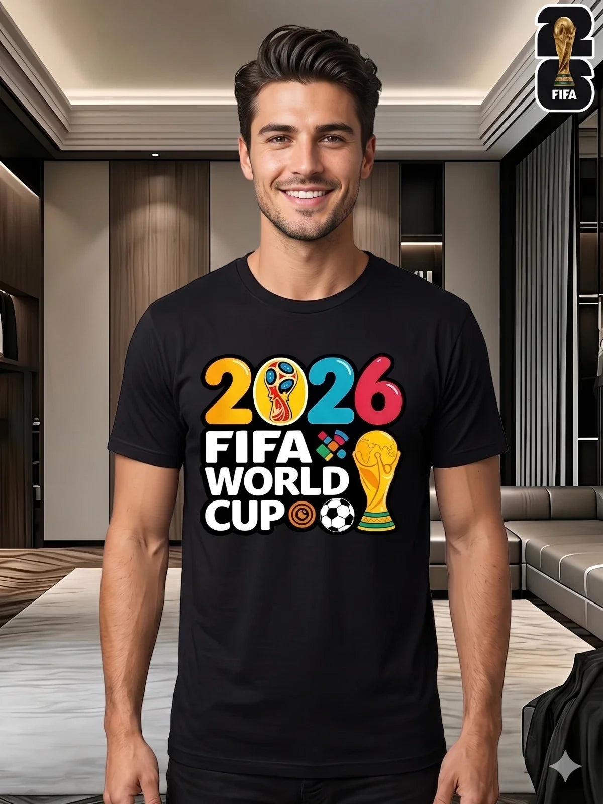 Men’s 2026 World Cup Striped Graphic Casual Football Tee Unisex