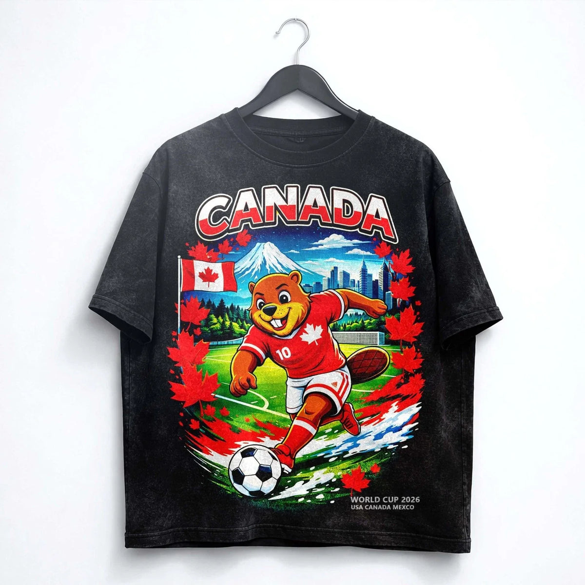 Canada World Cup 2026 Beaver Washed Soccer Graphic Tee Unisex Fan Gift Unisex