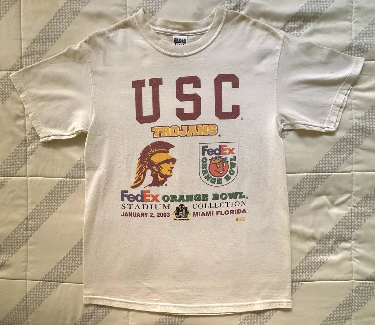 Vtg 2003 USC Trojans FedEx Orange Bowl Gildan Ultra Cotton Stadium M Unisex