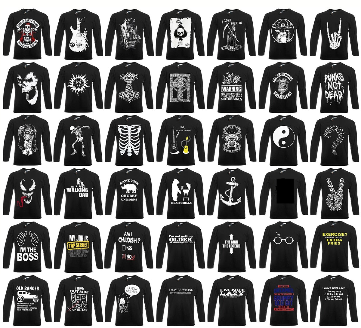 PUNK METAL FUNNY JOKES CELTIC TRIBAL SKULL Biker Halloween Long Sleeve T Shirt