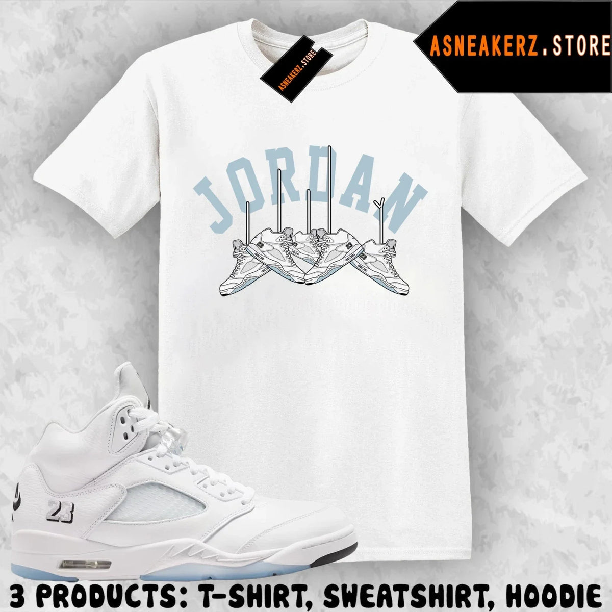 Shirt Matching AJ 5 White Metallic 2026 To Match Sneaker Shoe Hanging 5s Unisex