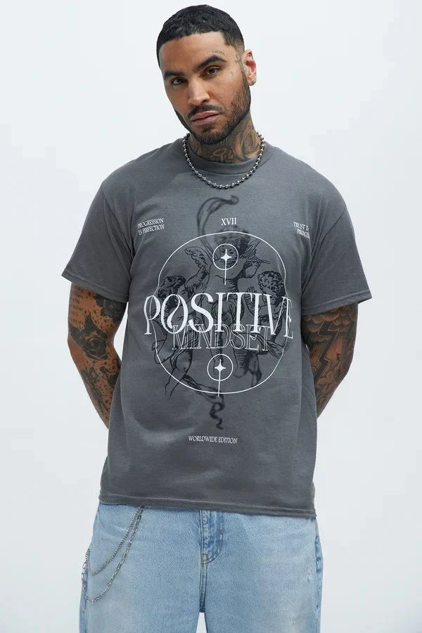 Fashion Nova Mens Positive Mindset Progression Charcoal Shirt New S-3XL Unisex