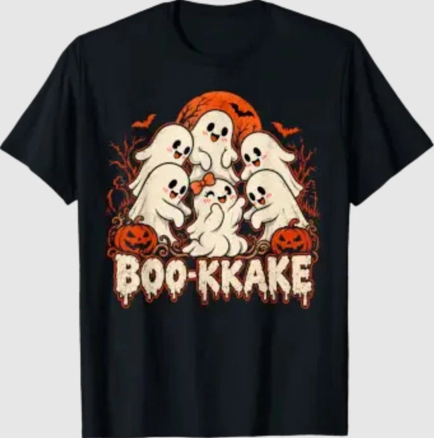 Boo-kkake Japanese Ghost Funny Halloween Vintage T-Shirt