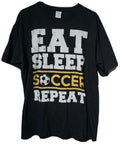 EAT SLEEP SOCCER REPEAT Men XL Black NEW Unisex