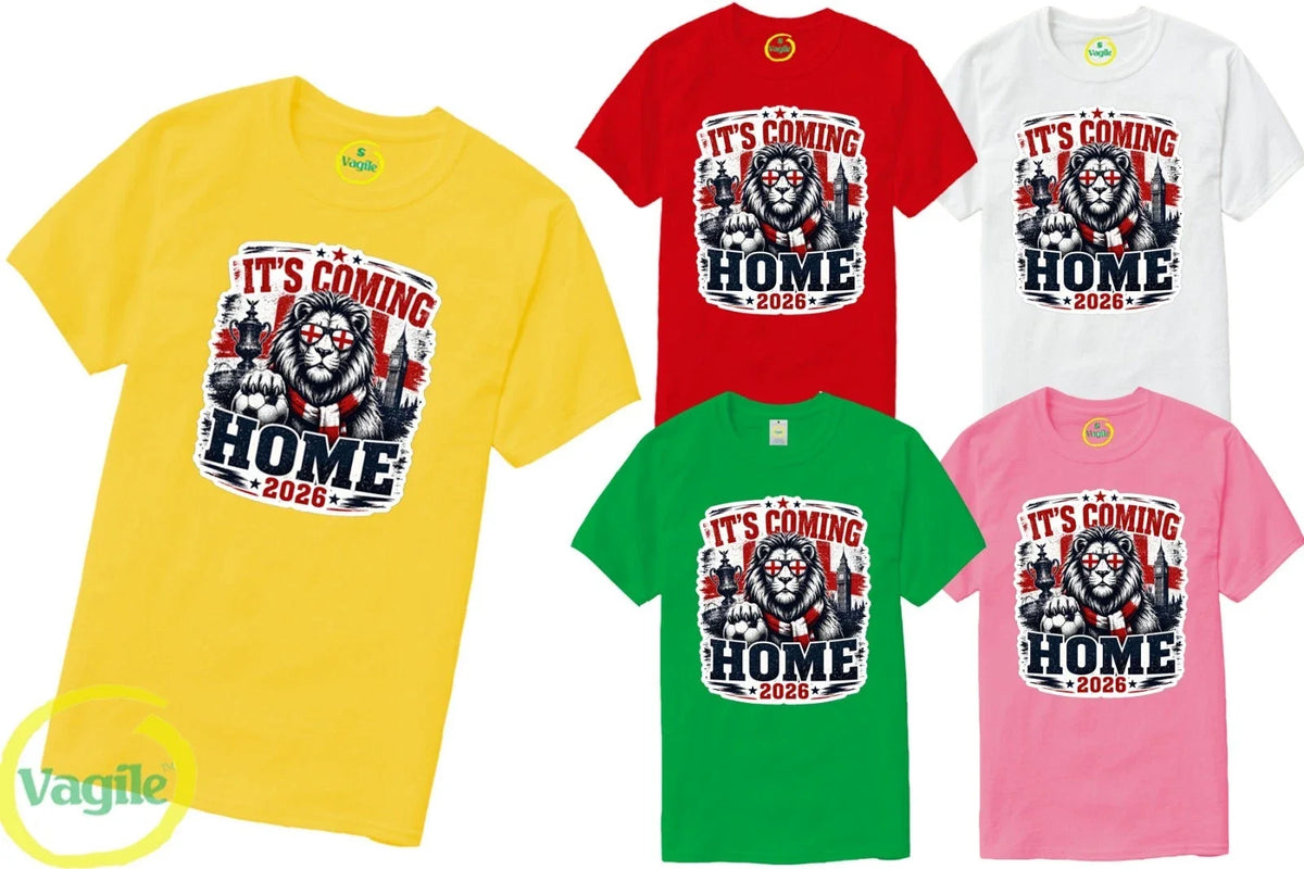 England Football World Cup 2026 Adult Kids Coming Home Lion Soccer Tee Unisex