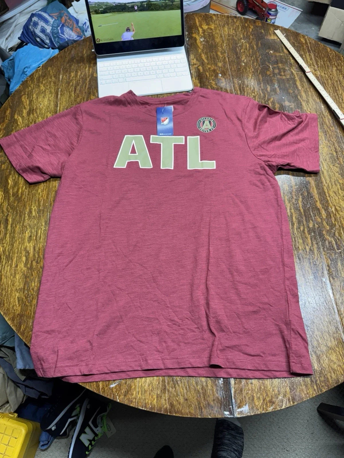 Atlanta United FC MLS TShirt Adult XL Maroon Gold ATL Soccer Jersey Top New Unisex