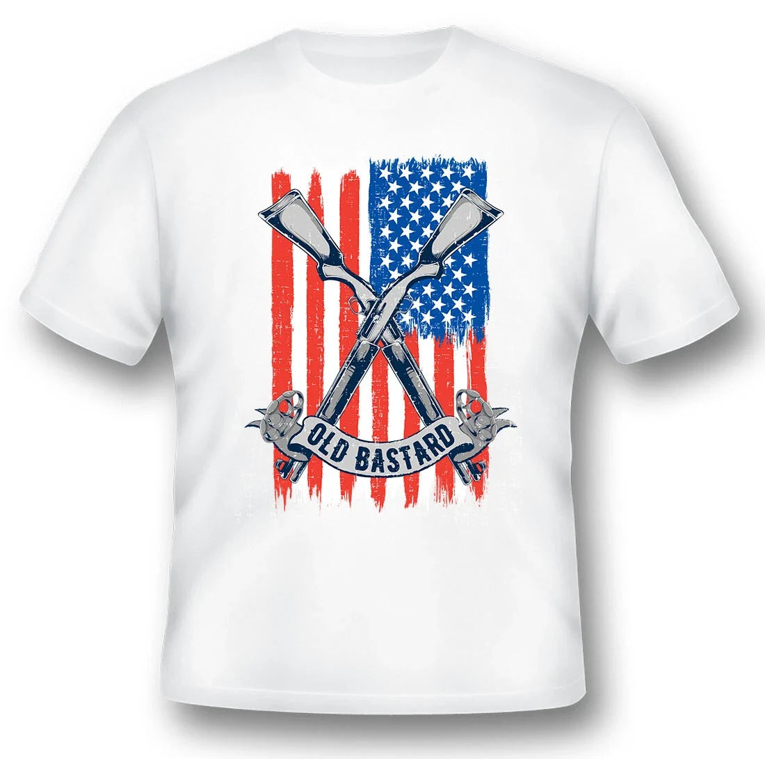 Old Bastard guns and knuckles american flag black or white tee Unisex