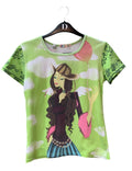 Y2K Retro Sheng Hao Cowgirl Graphic T-Shirt Western Print Womens Blue M Fitted