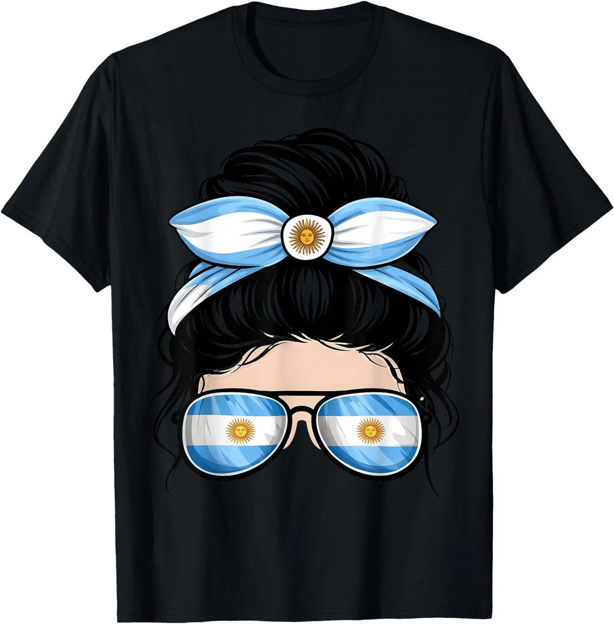 Argentina Soccer Fan Messy Bun Flag Sunglasses Unisex