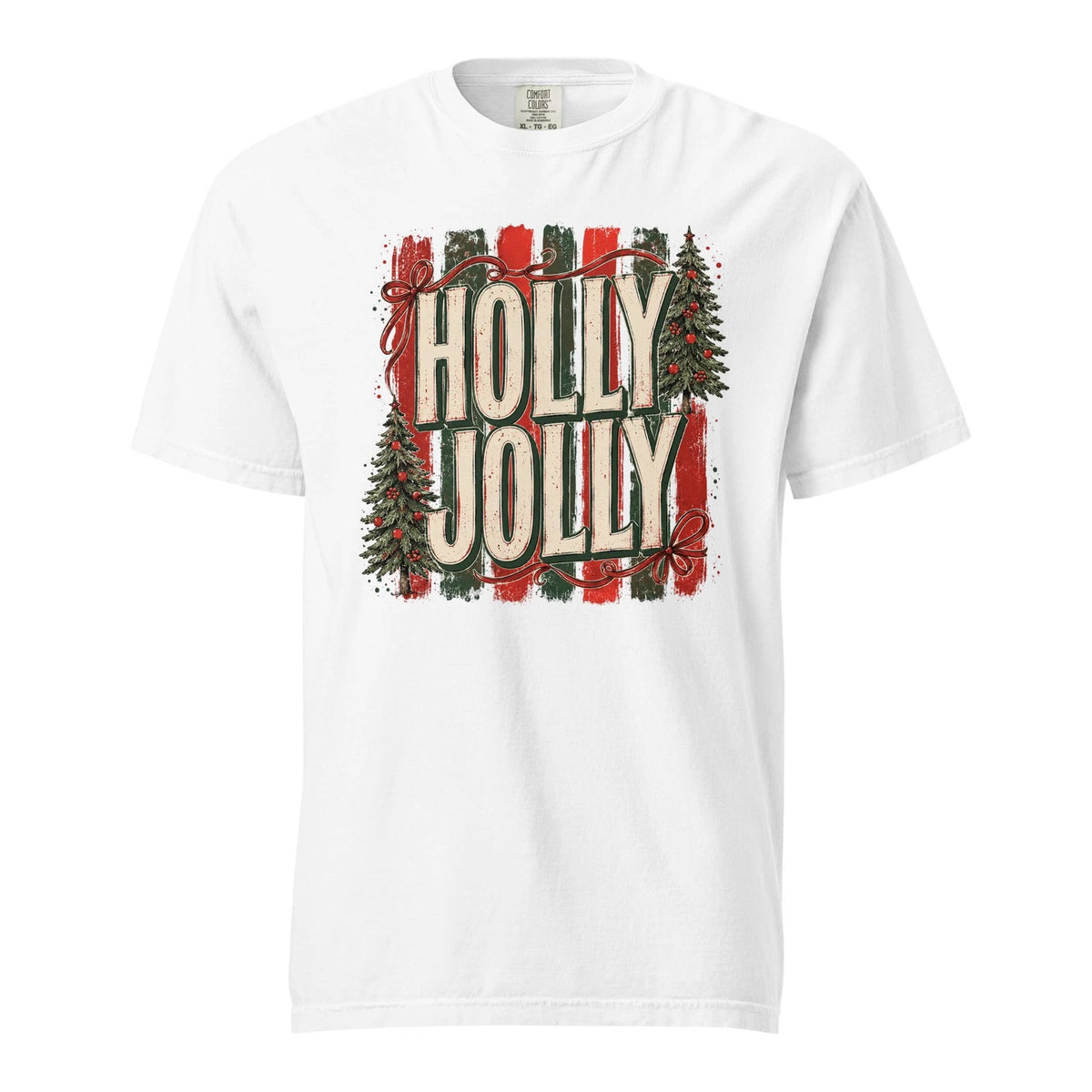 NEW Unisex Retro Holly Jolly Christmas T Shirt, Cotton Holiday Graphic Tee