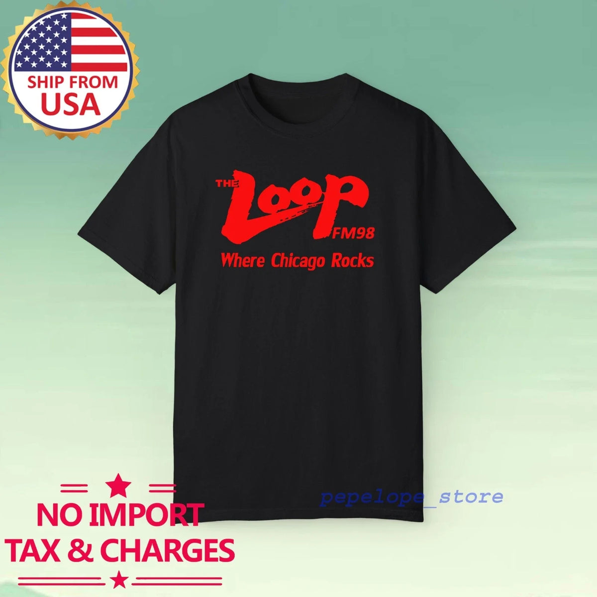 The Loop FM 98 Radio Chicago Men's Black Size S-5XL Unisex