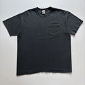 Vintage Faded Black Blank Pocket T-Shirt Mens XL Y2K Anvil Cotton Short Sleeve