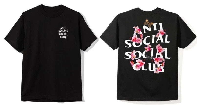 Auth Anti Social Social Club ASSC Logo KKOCH flower Black T-Shirt