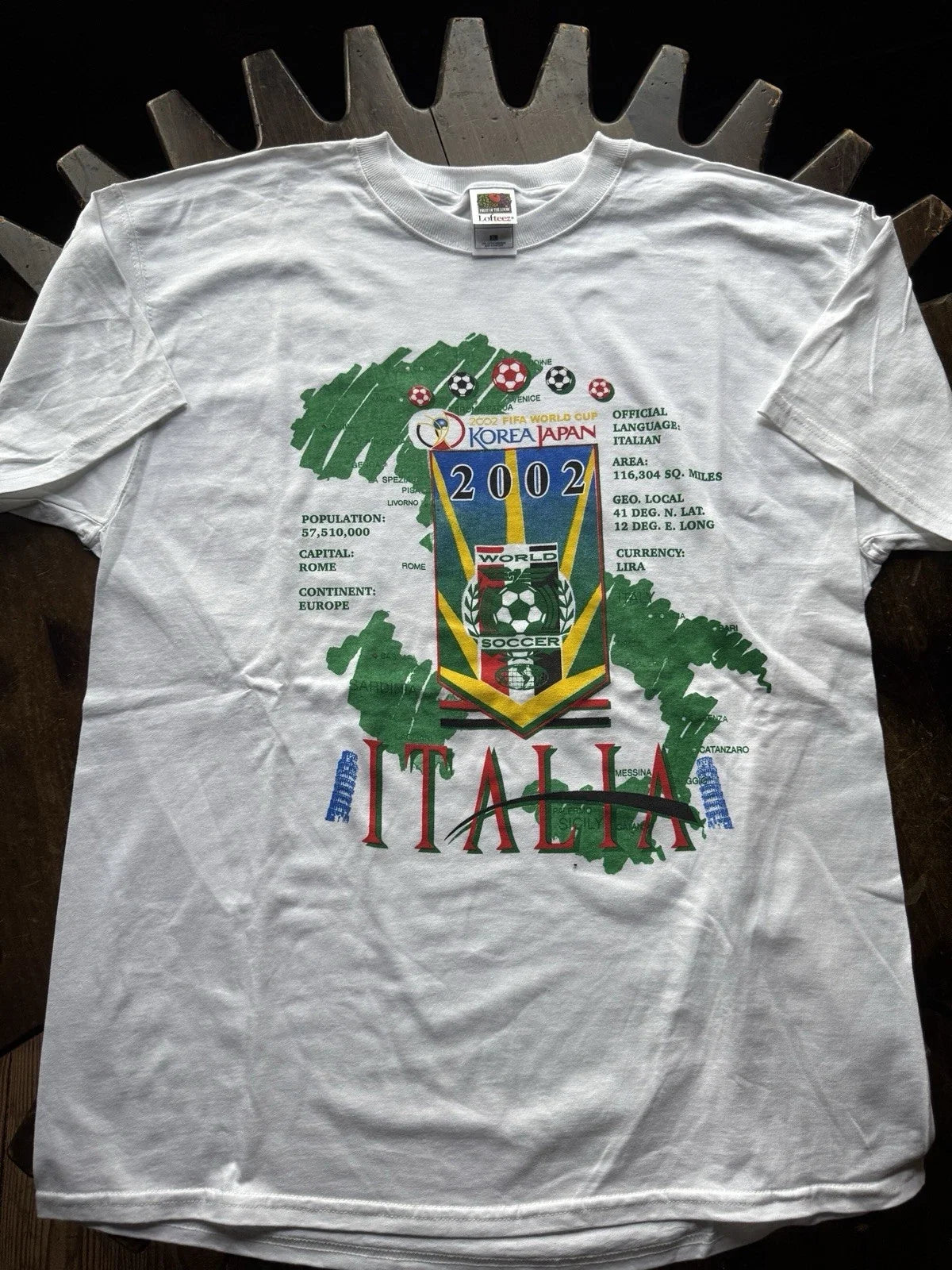 Vtg World Cup Korea 2002 Soccer Exclusive Italy Tru Fan T Shirt Men XL Unisex
