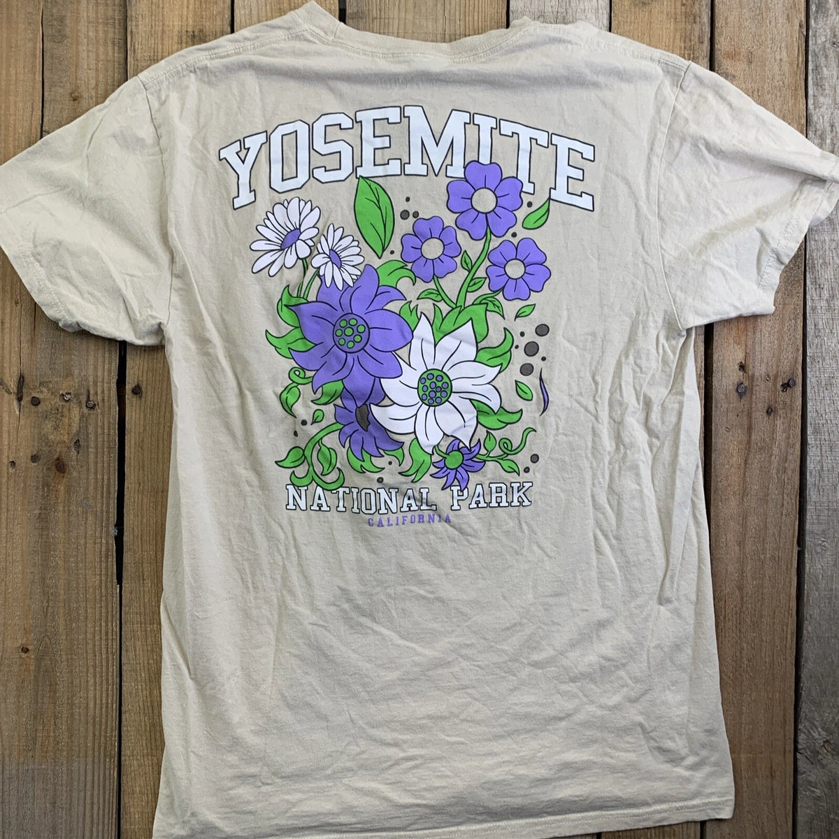 Bowery Supply Co. Men's Beige M Yosemite National Park Floral Cotton T-Shirt
