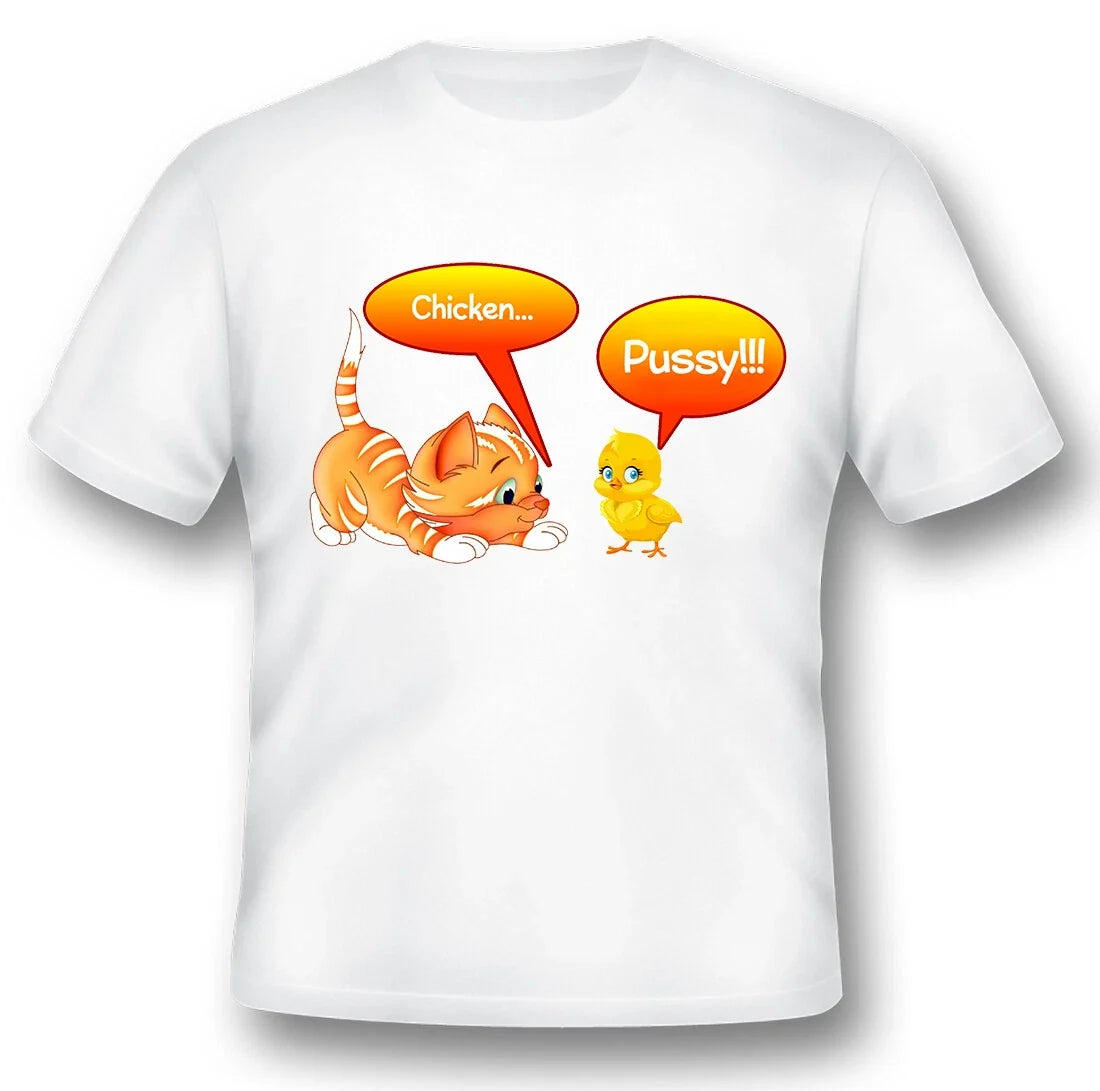 Chicken P@ssy humor funny black or white tee Unisex