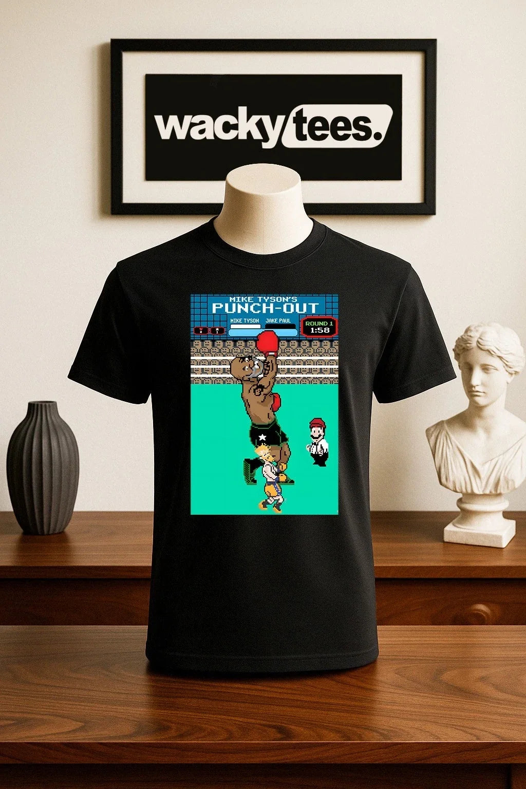 Mike Tyson Punch Out KO Jake Paul Game Play Gaming 8bit NES Graphic Tee Shirt Unisex
