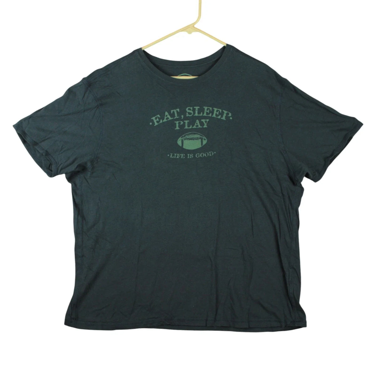 Life Is Good Sleep Semi-Fitted Tee Shirt Mens XL Tear EAT, SLEEP, PLAY FOOTBALL Unisex