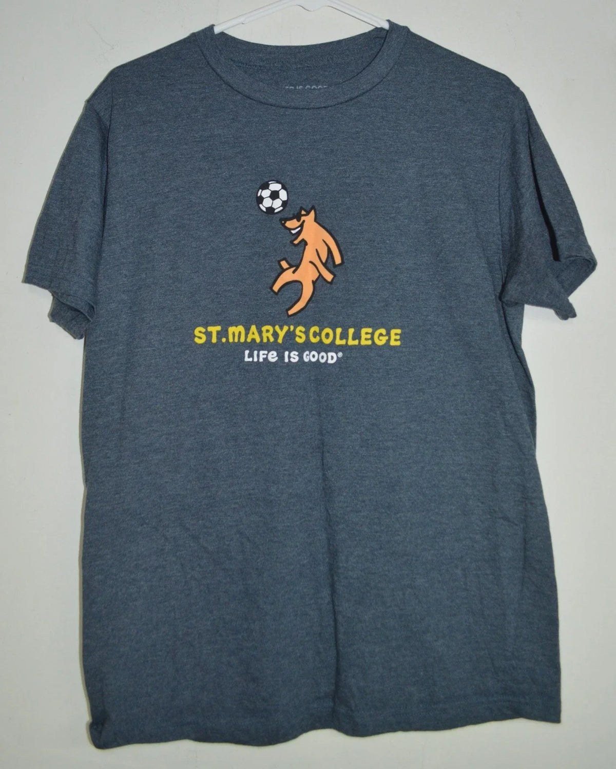Life is Good Blue 84 Navy Tshirt St Marys College Dog Soccer Medium Unisex
