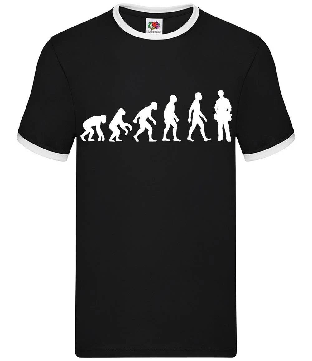 Evolution Of Man Electrician - Mens Ringer - Tradesman Lineman Sparky Gift