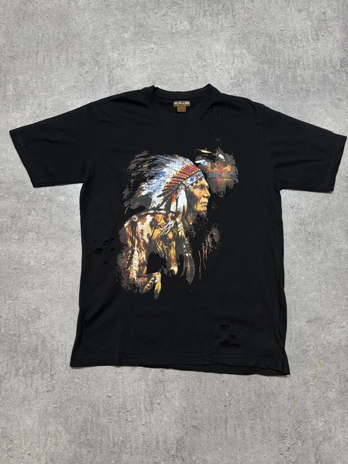 Vintage O0s Atlas Man USA Distressed T- Shirt