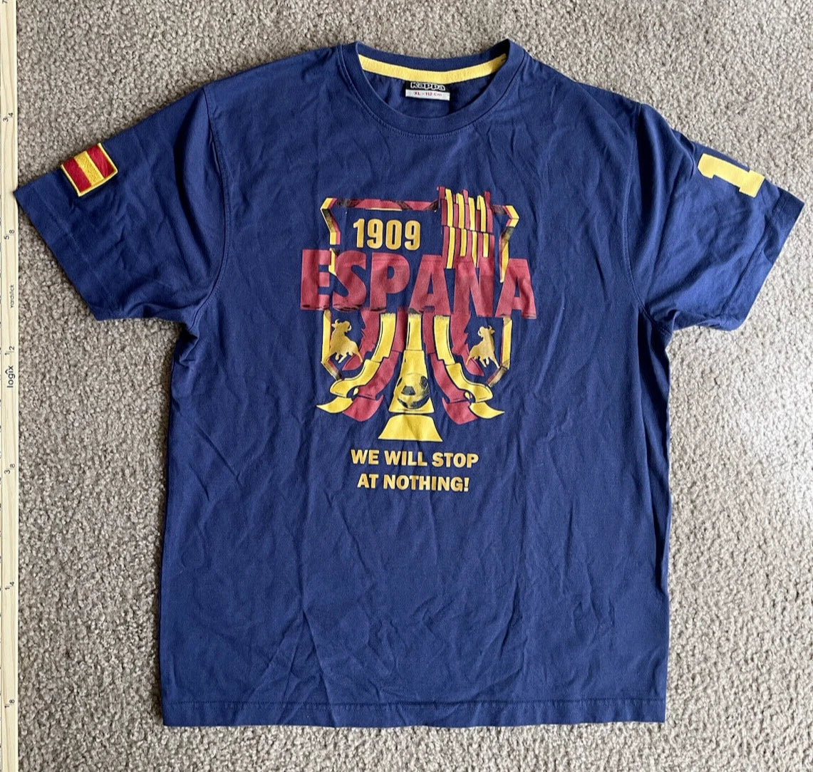 Kappa Soccer Men's Espana Short Sleeve Blue XL Spain Athletic Futbol Top Unisex