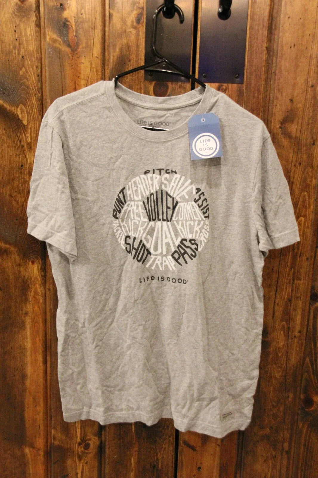NWT Life is Good Soccer Ball Word Collage Design - Men's Medium Unisex