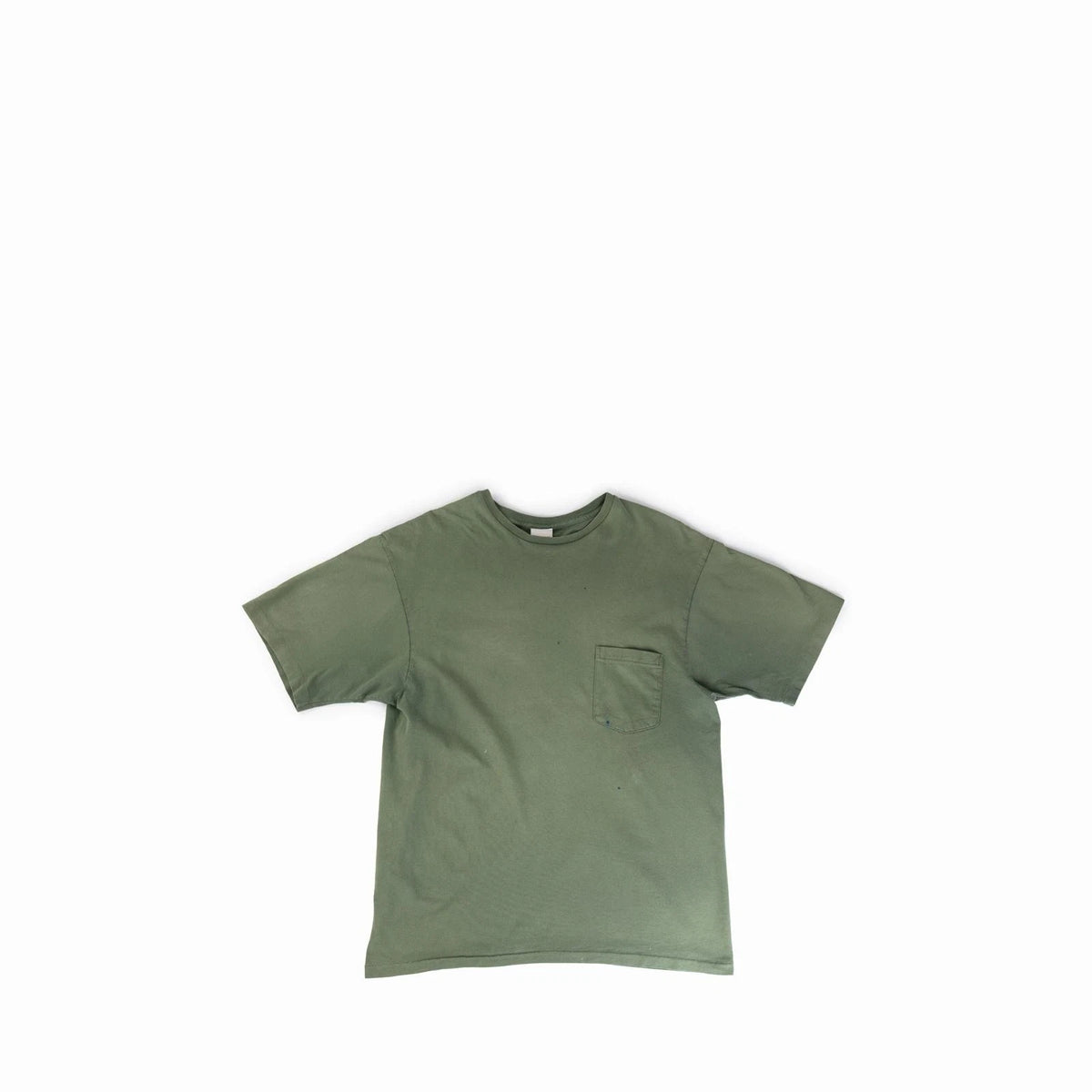 Vintage 1990's Green Faded Pocket Tee Shirt 90s 1990s Vtg Thrashed Olive Blank