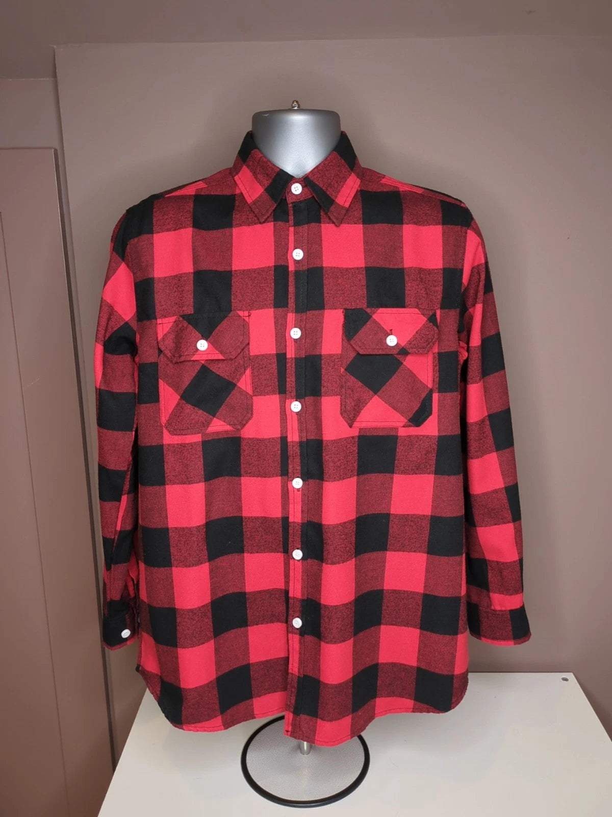Anti-Social Social Club Mens Long Sleeve Button Up Check Shirt Red Black Size XL