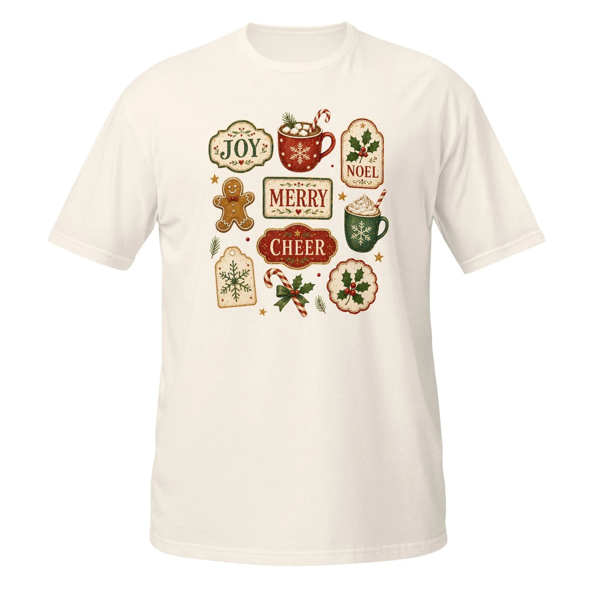 Christmas Joy Merry Cheer Noel Shirt Hot Cocoa Gingerbread Graphic Tee Cute Gift