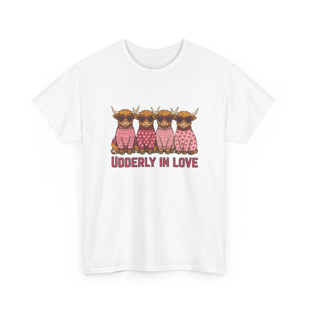 Highland Cattle Shirt St. Valentine's Day Pets Gift Women Cartoon Style Tee Cow